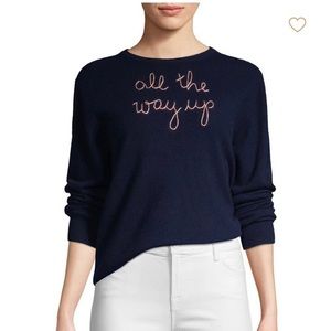 Langua Franca navy cashmere sweater w/ embroidery